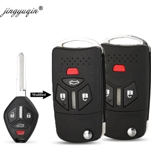 Jingyuqin Modified Remote Flip Key Shell Fob Fit For Mitsubishi Galant Eclipse Lancer 3/4 Buttons Folding Case