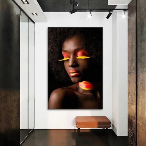 Makeup Black Women Canvas Painting African Woman Posters and Prints Modern Wall Art Pictures For Living Room Decoration Cuadros