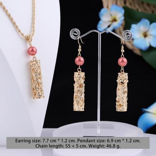 Hawaiian New Fashion Jewelry Sets Colorful Pearl Gold Polynesian Pendant Necklaces Earring Set Wholesale for Women Party Wedding