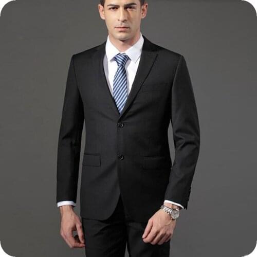 Custom Black Men Suits for Wedding Navy Blue Business Man Blazers Groom Tuxedos Slim Fit Terno Masculino 2Pieces Costume Homme