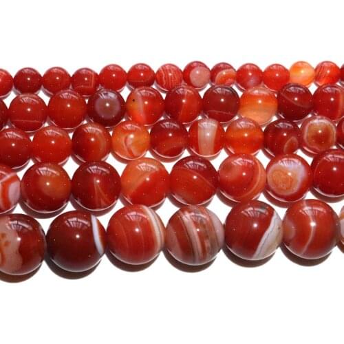 Natural Stone Red Striated Agates Round Loose Spacer Beads For Jewelry Making DIY Bracelet Necklace Accessories 4/6/8/10/12mm