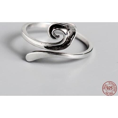 LKO Personalized Minimalist Retro Cloud Modelling Ring 925 Sterling Silver Ring Chic Fashion For Womens Jewelry Ornaments