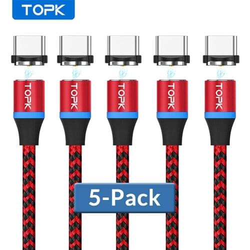 TOPK [5-Pack] RLine-R Magnetic Cable USB Type C For Samsung Galaxy S9 Plus OnePlus 6 Type-C USB C