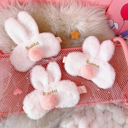 Eye Mask Sleeping Eye Plush Cover Dream Mask Cute Rabbit Night Blindfold Soft For Girl Women Nap Eyepatch Travel Relax Eyeshade
