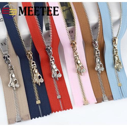 Meetee 2pcs Close-End 20/30cm Open-End 40-70cm 3# Metal Zipper Gold Silver Tooth Zip for Jacket Coat DIY Grament Sew Accessories