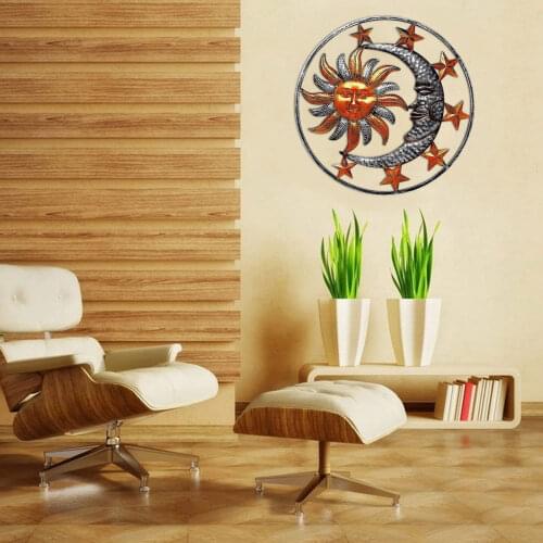 Metal Sun Moon Wall Plaque Indoor Outdoor Garden Wall Art Decor Indoor And Outdoor Garden Decoration top sale