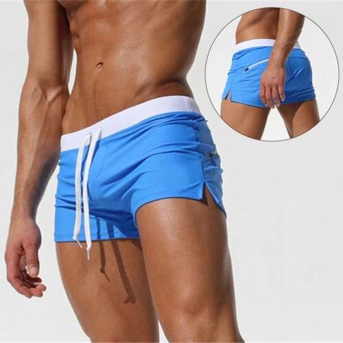 Summer Swimwear Men Swim Trunks Solid Beach Swimming Pants Quick Dry Sexy sunga Shorts Swimsuit Man Swim Briefs for Pool Surf