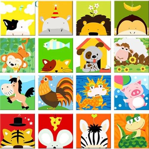 GATYZTORY Animals DIY Numbers Painting Kit Kids Image Paint By Numbers Hand Painted Unique Gift For Children Doctor 20x20cm