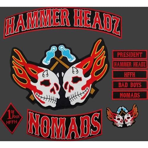 Hammer Headz Nomads Large Size Embroidery Motorcycle Biker Patches Clothes Stickers Apparel Accessories Badge