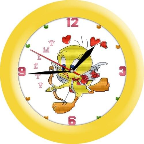 Everlasting Love Love Tweety Wall Clock Ecological Cotton Cross Stitch 11CT And 14CT Printed Christmas New Year