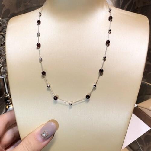 Red Trees Brand Real 925 Sterling Silver Choker Necklace Fine Jewelry Fashion Red Garnet Necklace For Women