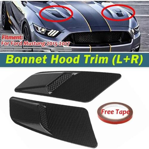 Pair Universal Hoods Cover Trim Car Front Hood Air Intake Trim Scoop Vent Guards Heat Panel Cover For Ford For Mustang 2015-2017