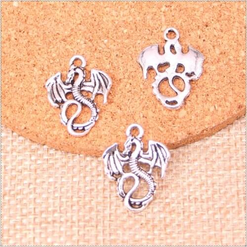 20pcs dragon Charms Pendants for Jewelry Making Vintage Antique Silver Plated DIY handmade 16*12 mm