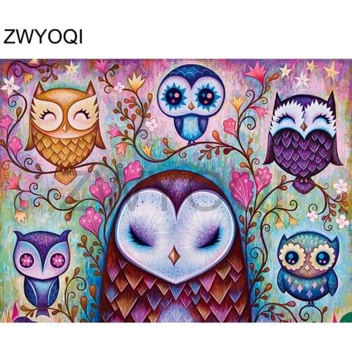 Full Square Diamond painting Cross stitch Cartoon owl Full Round Diamond mosaic Cartoon owl 5DDIY Diamond embroidery Cartoon owl