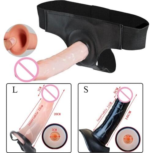 Hollow Strap on Dildo Realistic S/L Size Strap on Harness Suction Cup Dildo Penis Artificial Sex Toys for Women Men Lesbian