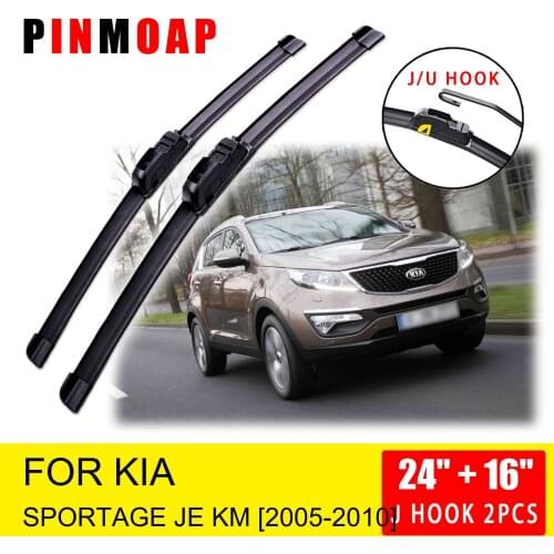 For Kia Sportage JE KM 2005 2006 2007 2008 2009 2010 Front Wiper Blades Brushes Cutter Accessories U J Hook