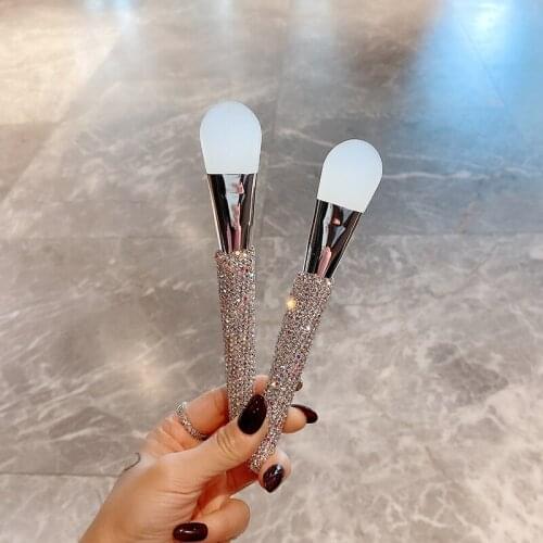 Rhinestone Handle Silicone Facial Masks Brush Professional Soft Head Makeup Brushes Gel Mud Mixing Applicator DIY Cosmetic Tools