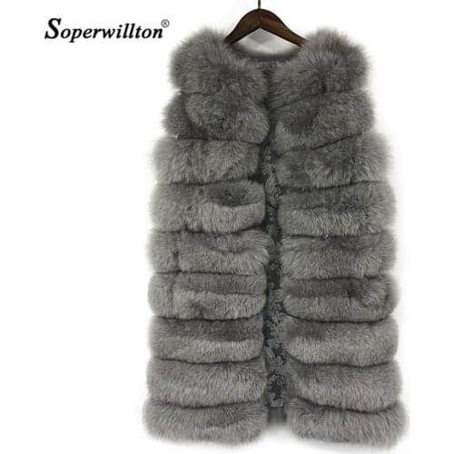 Soperwillton 2019 New Red Fox Fur Vest Coat For Women Winter Outwears Slim Fit Thicken Warm Fur Coat Pure Fox F02