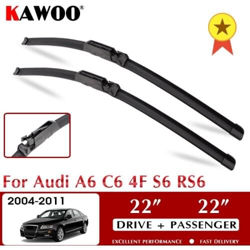 KAWOO Wiper Front Wiper Blades For Audi A6 C6 4F S6 RS6 2004 2005 2006 2007 2008 2009 2010 2011 Front Windshield 22"+22" LHD