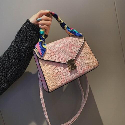 Retro Serpentine Metal Lock Crossbody Bags For Women Handbags Printed Small Pu Leather Shoulder Bag Female Snake Messenger Bag