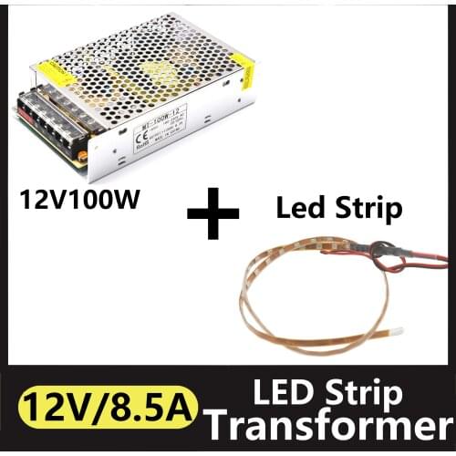 Lighting Transformer AC 220V to DC 12V 100W Converter Power Switching Led Strip Power Adapter Supply With 40cm Led Strip