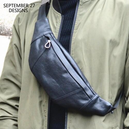 New Fashion Male Vintage Chest Bag Genuine Leather Luxury Handmade Men Multifunctional Mini Satchels Casual Travel Waist Pack