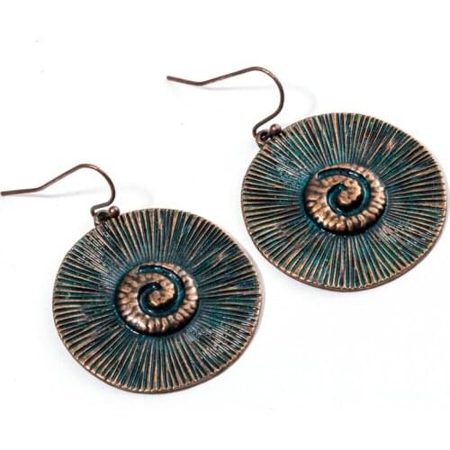 Vintage antique red copper earring Punk round alloy dangle earrings for women Charm jewelry gift 2019 new