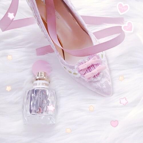 Sweet vitage retro palace pointed high heel 7cm princess elegant womens shoes summer shallow mouth kawaii shoes cosplay loli