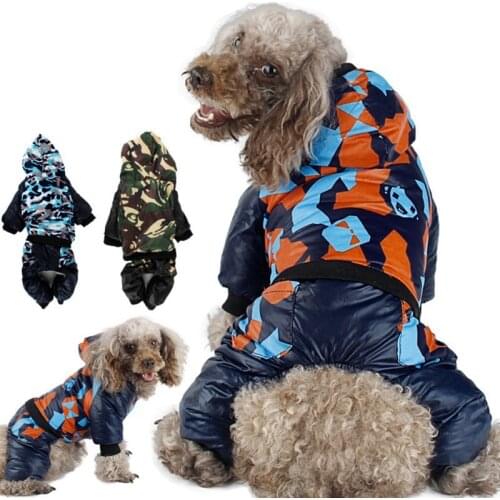 Winter Pet Dog Clothes Dogs Camouflage Hooded Four-Legged Cotton-Padded Coat for Chihuahua Pug Pet Warm Jumpsuit Pet Clothing
