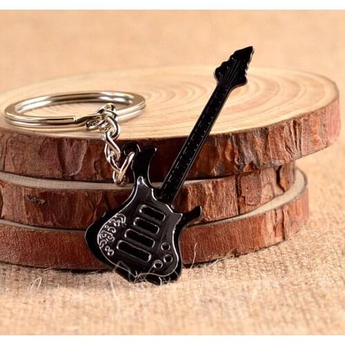 1PC Guitar Keychain Creative Design Bass Guitar Musical Instrument Keychain Gift Fashion Pendant Metal Craft MY 011