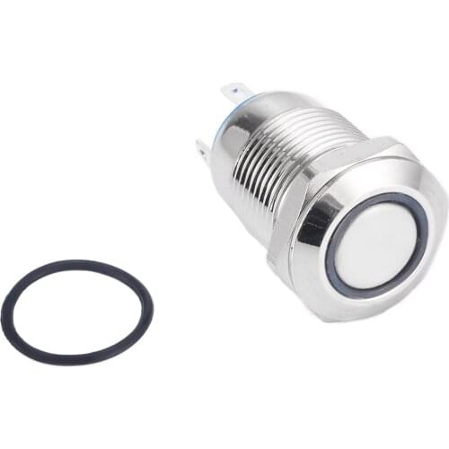 1pc Silver Push Button Switch 4 Pin 12mm Waterproof Mini Led Light Metal Momentary Switches Mayitr Electrical Supplies 12V