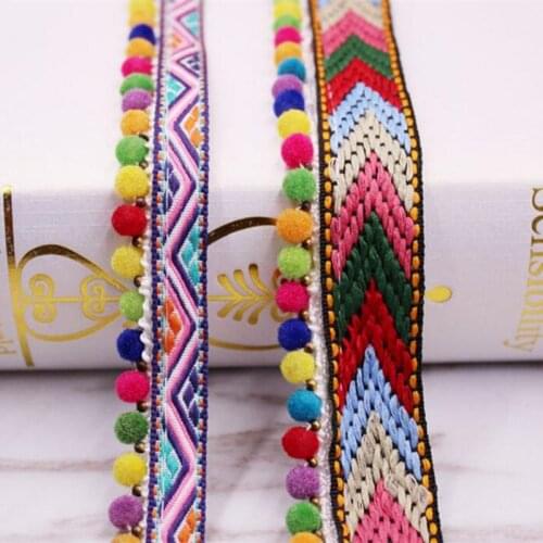 1yards/Lot Tassel Lace Ribbon Pompom Lace Trim Ball Fringe Fabric DIY Sewing Garment Shoes Bag Gift Crafts materials Accessory