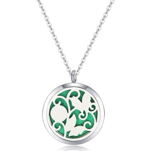 10pcs 30mm Silver Color Butterflies flower Aromatherapy Essential Oils 316L S.Steell Diffuser Necklace