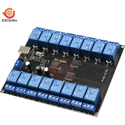 DC 7V~38V 16 Channel Serial Relay Module Serial communication module 10A/250V Max Load