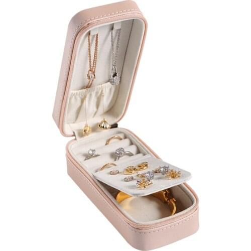 2020 Small Travel Jewelry Box Organizer Portable PU Leather Earrings Ring Necklace Jewelry Case Velvet Jewellery Box