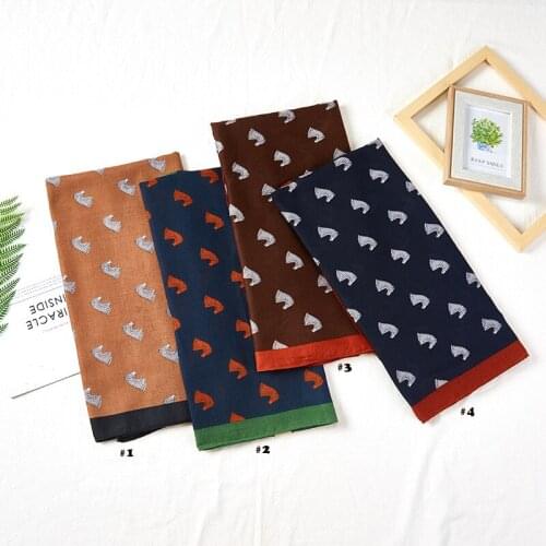 2021 Fashion Horse Printed Pattern Cotton Voile Scarf 4Colors 10pcs/lot