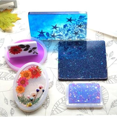 22Pcs Large Coaster Silicone Resin Mold Round Square Rectangle Heart Oval Shape Molds Kit Jewelry Making Tools