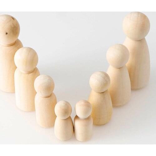 5pc Wood Crafts Boy Girl Unfinished Wood DIY Art Craft Painting Family Men & Women Wood Peg Dolls Toys