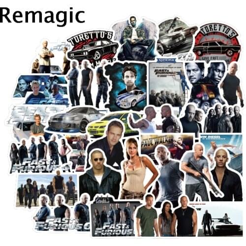 50pcs Fast and Furious Movie Scrapbooking Stickers Packs Waterproof Luggage Motorcycle Guitar Kid Toy decals pasters gifts