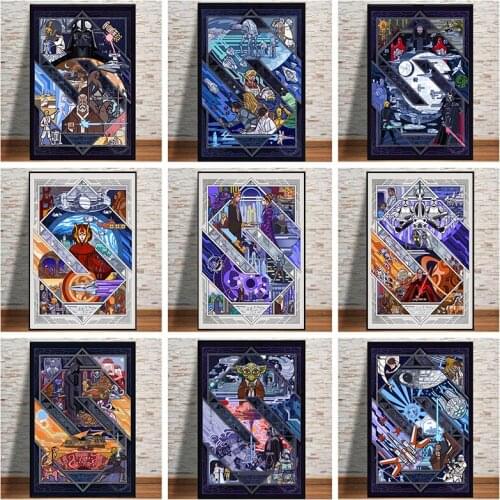 5D DIY Diamond Painting The Force Awakens Disney Movie Star Wars Diamond Embroidery Wall Art Pictures for Kids Room Decor