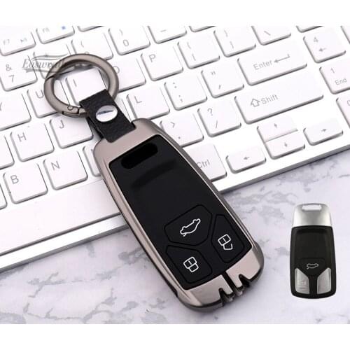 Car Galvanized Alloy Key Case Cover Chain For Audi A3 8L 8P A5 A6 A7 A8 A4 RS3 RS4 SLINE Q3 Q5 Q7 A8 Q8 B6 B7 B8 Accessories