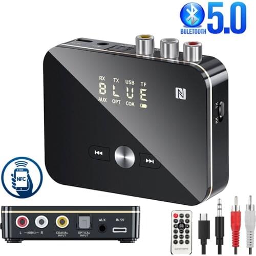 Bluetooth Receiver Transmitter 5.0 FM Handsfree Call Audio Stereo AUX 3.5mm Jack RCA Optical Wireless Bluetooth Adapter For TV