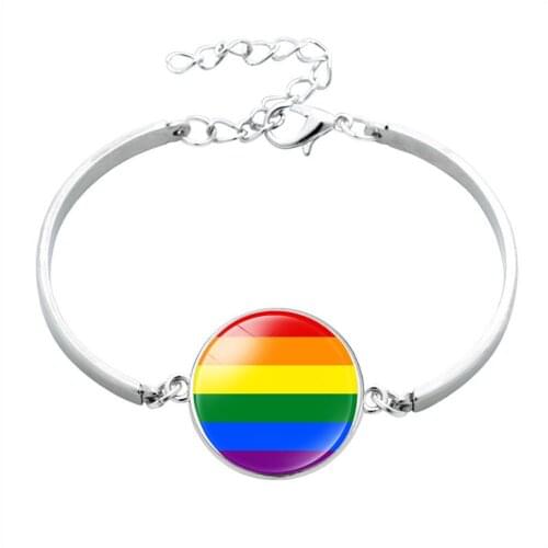 New Accessories LGBT Rainbow Gay Pride Theme Time Gem Alloy Bracelet
