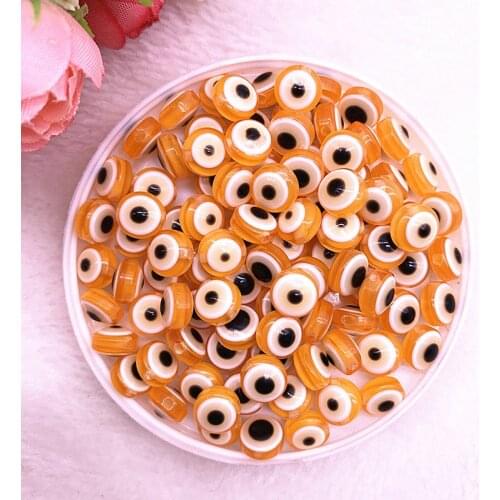 NEW 50PCS 8/10mm Oval Beads Evil Eye Resin Spacer Beads for Jewelry Making DIY Bracelet Beads #10