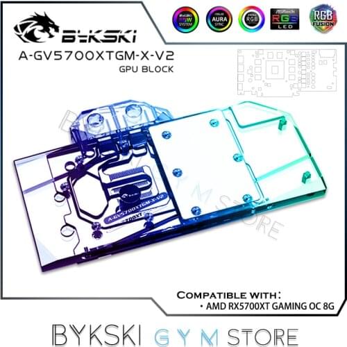 Bykski Full Coverage GPU Water Block For VGA AMD Gigabyte Radeon GV5700XT Gaming OC 8G Graphics Card Watercooler A-GV5700XTGM-X