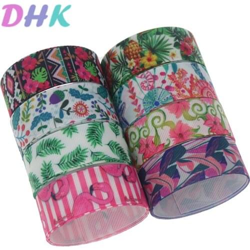 DHK 50yards flower leaf bird Printed Grosgrain Ribbon Accessory Hairbow Headwear Decoration DIY Wholesale OEM S1192