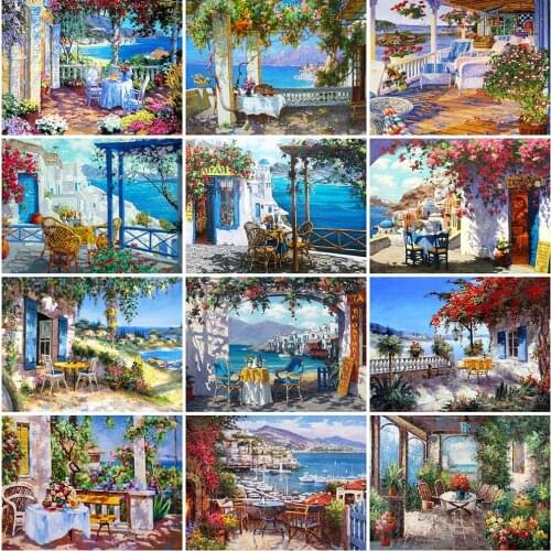 Evershine 5D DIY Diamond Painting Town Needlework Cross Stitch Kit Diamond Embroidery Garden Scenery Mosaic Sale Wall Decoration