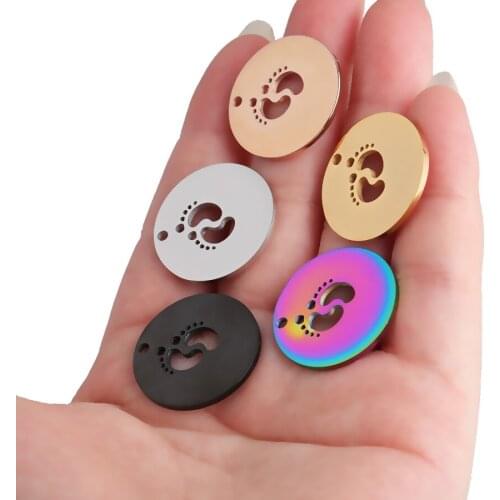 10pcs/lot Stainless Steel Rose Gold Lovely Cute Baby Feet Charms Double Sided Components 22mm Jewelry Making Findings Gift Mom