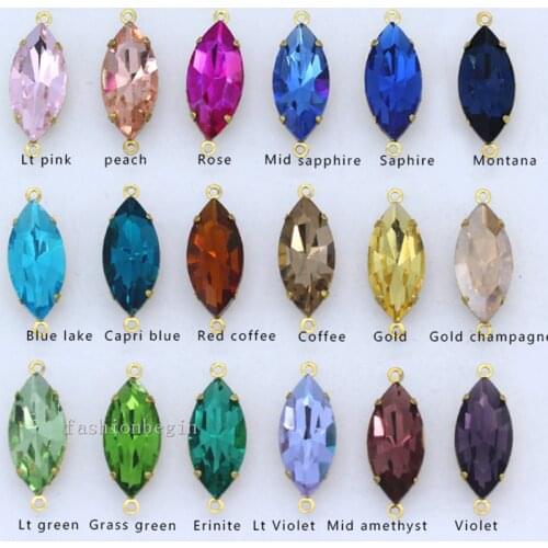 Hot Navette Horse eye shape Single Hole Connectors Rhinestone Crystal Charm Pendant For DIY Jewelry Clothing Accessories Making