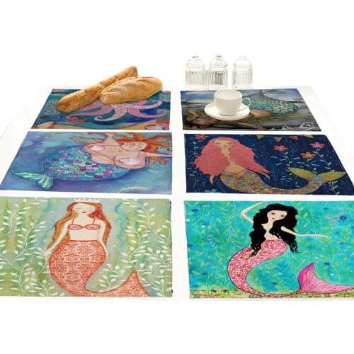 The Little Mermaid Print Individual Placemat For Dining Table Drink Coaster Animal Kitchen Accessories Decoration Home Tableware